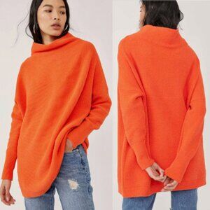 NWT Free People Women's Ottoman Slouchy Tunic in Audacious Orange Size XS